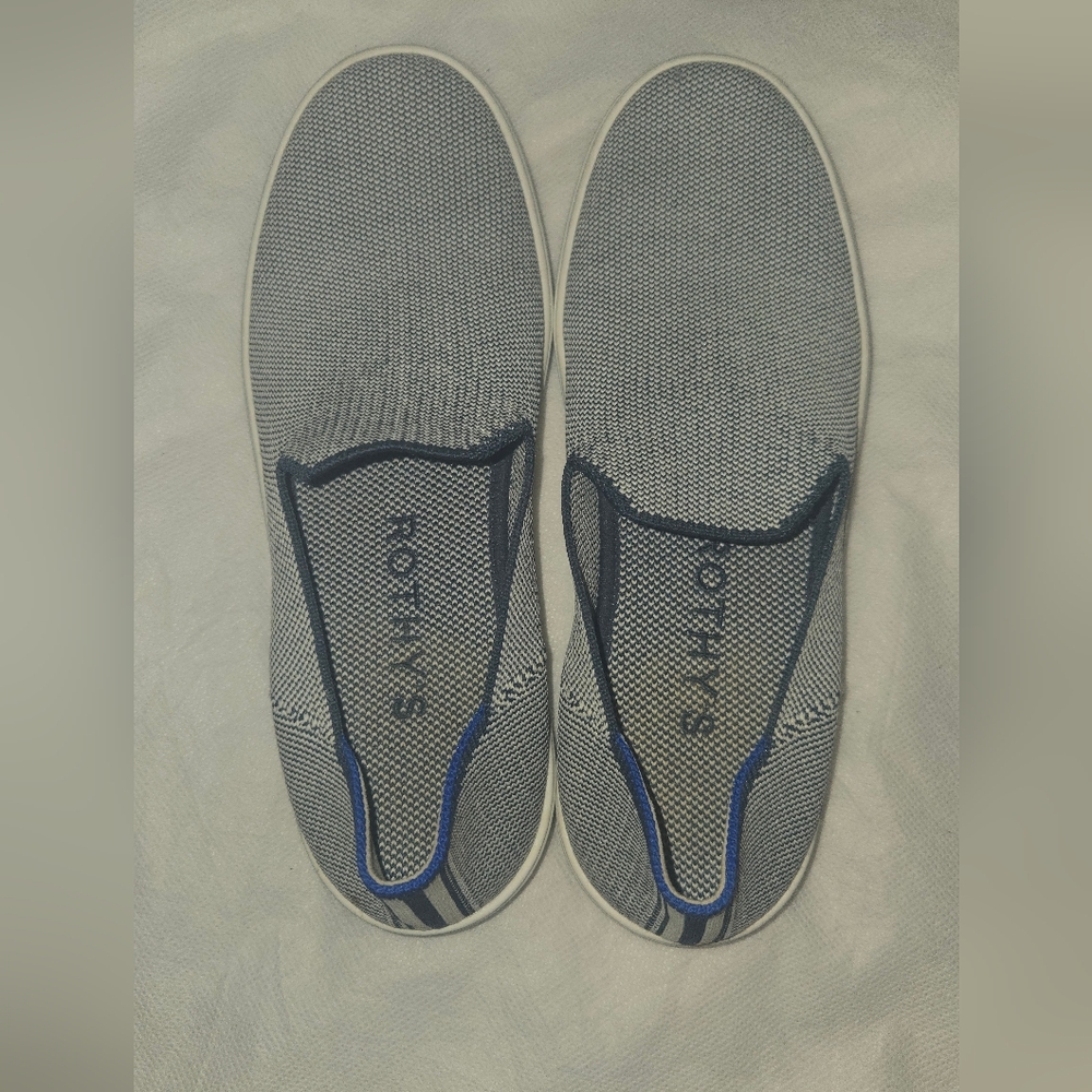 Rothy's Slip-On Shoes - Blue and White